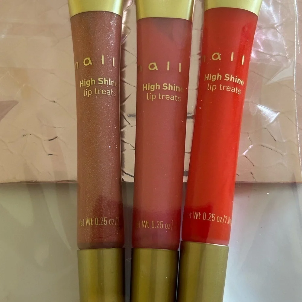 Mally Beauty High Shine Lip Treats (LOT OF 3 + Gift Bag) NEW / STOCKING STUFFERS